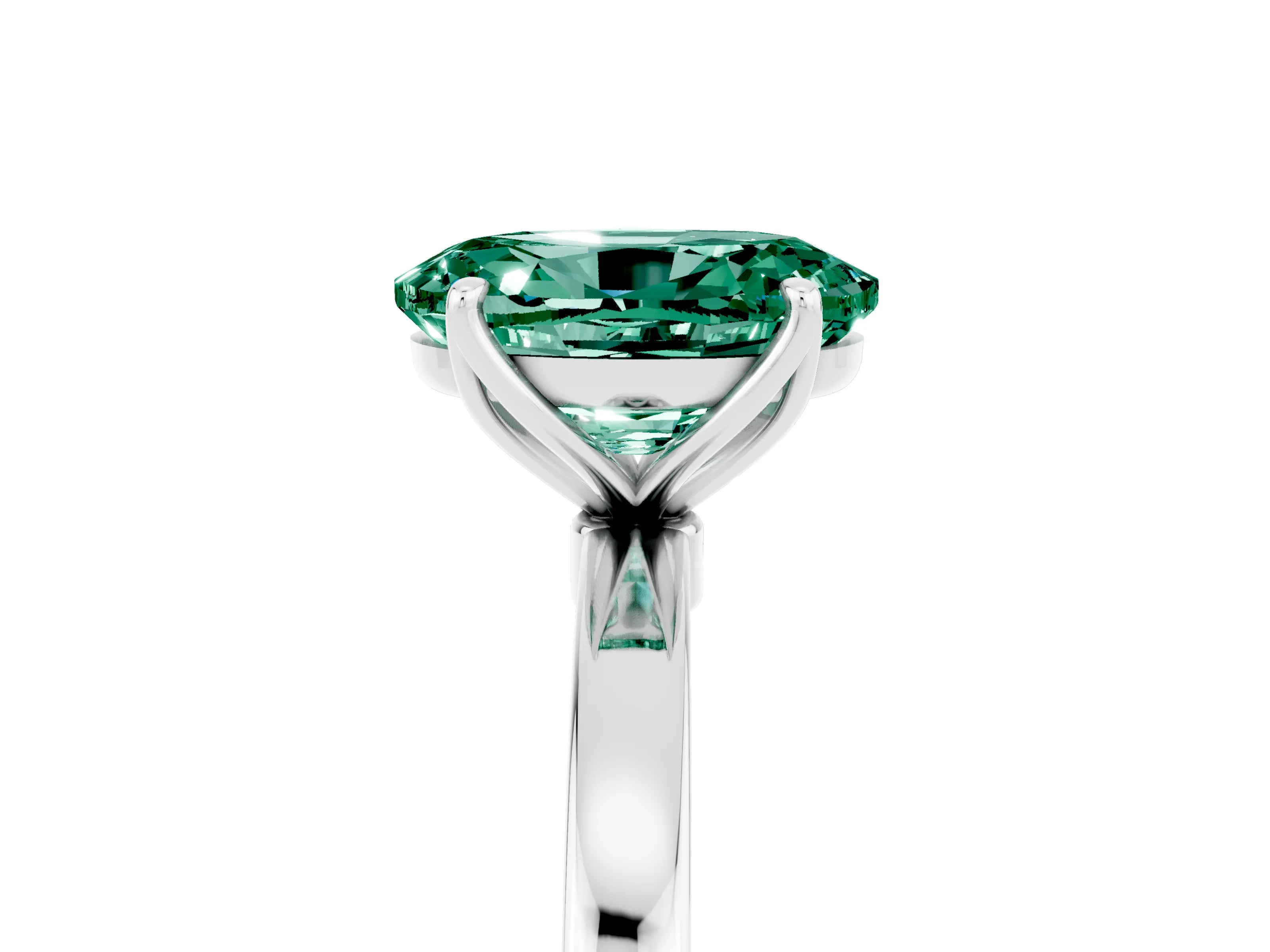 White gold Oval Cut Solitaire Diamond Ring with Thin Band and Four-Prong Setting_5