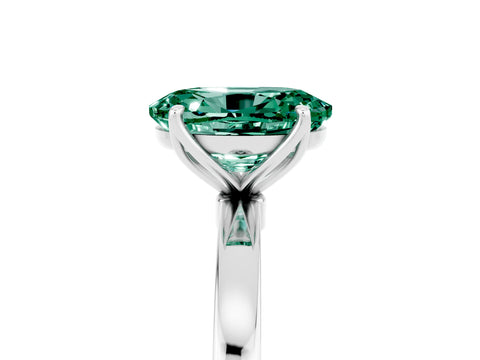 White gold Oval Cut Solitaire Diamond Ring with Thin Band and Four-Prong Setting_5
