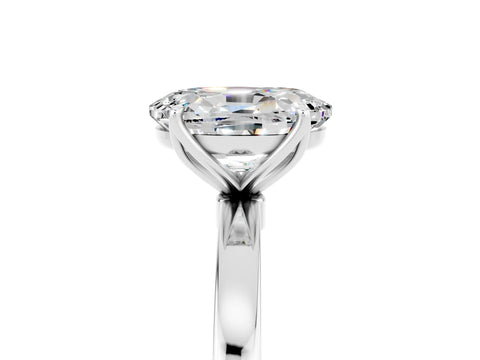 White gold Oval Cut Solitaire Diamond Ring with Thin Band and Four-Prong Setting_5