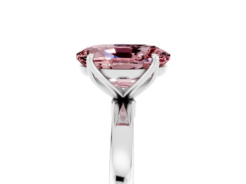 White gold Oval Cut Solitaire Diamond Ring with Thin Band and Four-Prong Setting_5