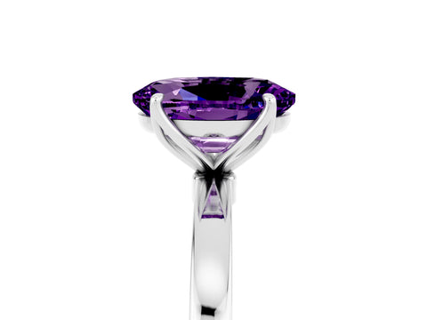 White gold Oval Cut Solitaire Diamond Ring with Thin Band and Four-Prong Setting_5