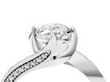 White gold Oval Cut Solitaire Diamond Twist Band with Pavé Setting and Four-Prong Setting_11