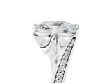 White gold Oval Cut Solitaire Diamond Twist Band with Pavé Setting and Four-Prong Setting_12