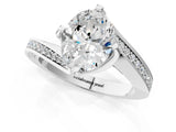 White gold Oval Cut Solitaire Diamond Twist Band with Pavé Setting and Four-Prong Setting_8