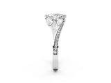 White gold Oval Cut Solitaire Diamond Twist Band with Pavé Setting and Four-Prong Setting_9