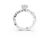 White gold Oval Cut Solitaire Diamond Twisted Band with Pave Setting_105