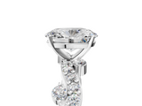 White gold Oval Cut Solitaire Diamond Twisted Band with Pave Setting_107