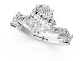 White gold Oval Cut Solitaire Diamond Twisted Band with Pave Setting_107