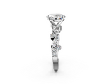 White gold Oval Cut Solitaire Diamond Twisted Band with Pave Setting_109