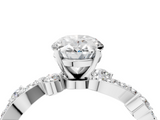 White gold Oval Cut Solitaire Diamond Twisted Band with Pave Setting_110