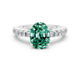 White gold Oval Cut Solitaire Diamond with Pavé Band and Four-Prong Setting