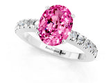 White gold Oval Cut Solitaire Diamond with Pavé Band and Four-Prong Setting_1