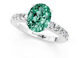 White gold Oval Cut Solitaire Diamond with Pavé Band and Four-Prong Setting_1