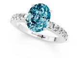 White gold Oval Cut Solitaire Diamond with Pavé Band and Four-Prong Setting_1