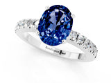 White gold Oval Cut Solitaire Diamond with Pavé Band and Four-Prong Setting_1