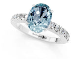 White gold Oval Cut Solitaire Diamond with Pavé Band and Four-Prong Setting_1