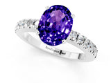 White gold Oval Cut Solitaire Diamond with Pavé Band and Four-Prong Setting_1