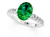 White gold Oval Cut Solitaire Diamond with Pavé Band and Four-Prong Setting_1