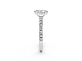 White gold Oval Cut Solitaire Diamond with Pavé Band and Four-Prong Setting_2