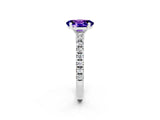 White gold Oval Cut Solitaire Diamond with Pavé Band and Four-Prong Setting_2