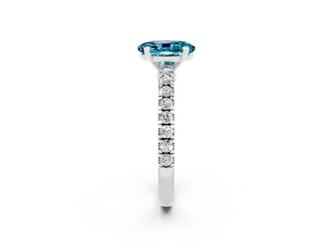 White gold Oval Cut Solitaire Diamond with Pavé Band and Four-Prong Setting_2