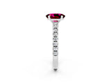 White gold Oval Cut Solitaire Diamond with Pavé Band and Four-Prong Setting_2