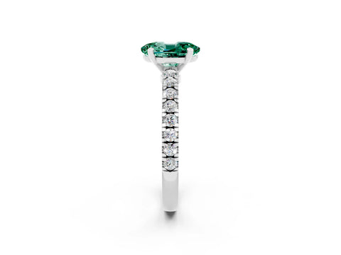 White gold Oval Cut Solitaire Diamond with Pavé Band and Four-Prong Setting_2