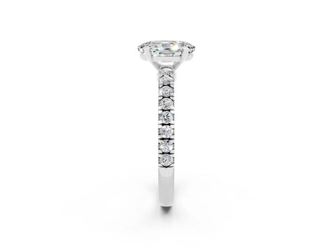 White gold Oval Cut Solitaire Diamond with Pavé Band and Four-Prong Setting_2