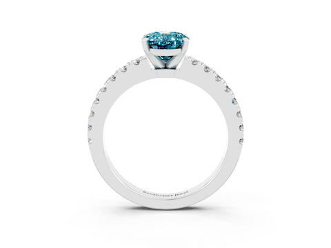 White gold Oval Cut Solitaire Diamond with Pavé Band and Four-Prong Setting_3
