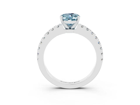 White gold Oval Cut Solitaire Diamond with Pavé Band and Four-Prong Setting_3