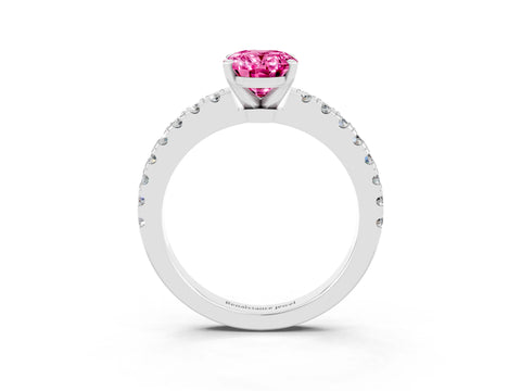 White gold Oval Cut Solitaire Diamond with Pavé Band and Four-Prong Setting_3