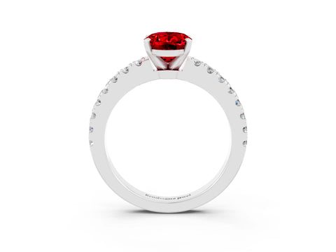 White gold Oval Cut Solitaire Diamond with Pavé Band and Four-Prong Setting_3