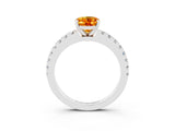 White gold Oval Cut Solitaire Diamond with Pavé Band and Four-Prong Setting_3