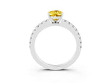 White gold Oval Cut Solitaire Diamond with Pavé Band and Four-Prong Setting_3