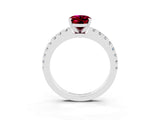 White gold Oval Cut Solitaire Diamond with Pavé Band and Four-Prong Setting_3