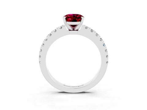 White gold Oval Cut Solitaire Diamond with Pavé Band and Four-Prong Setting_3