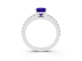 White gold Oval Cut Solitaire Diamond with Pavé Band and Four-Prong Setting_3
