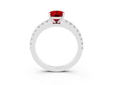 White gold Oval Cut Solitaire Diamond with Pavé Band and Four-Prong Setting_3