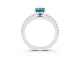 White gold Oval Cut Solitaire Diamond with Pavé Band and Four-Prong Setting_3