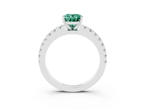 White gold Oval Cut Solitaire Diamond with Pavé Band and Four-Prong Setting_3