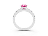 White gold Oval Cut Solitaire Diamond with Pavé Band and Four-Prong Setting_3