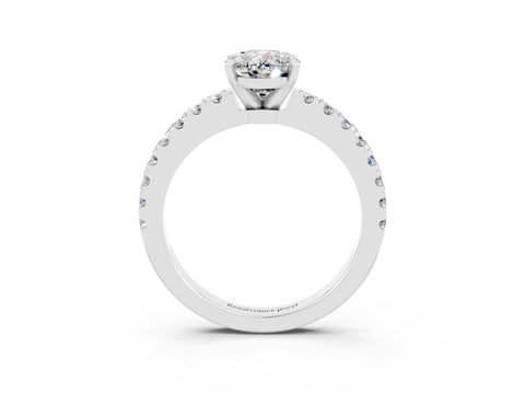 White gold Oval Cut Solitaire Diamond with Pavé Band and Four-Prong Setting_3