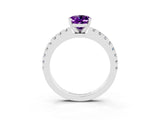 White gold Oval Cut Solitaire Diamond with Pavé Band and Four-Prong Setting_3