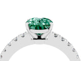 White gold Oval Cut Solitaire Diamond with Pavé Band and Four-Prong Setting_4