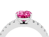 White gold Oval Cut Solitaire Diamond with Pavé Band and Four-Prong Setting_4