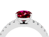 White gold Oval Cut Solitaire Diamond with Pavé Band and Four-Prong Setting_4