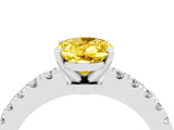 White gold Oval Cut Solitaire Diamond with Pavé Band and Four-Prong Setting_4