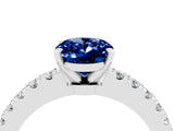 White gold Oval Cut Solitaire Diamond with Pavé Band and Four-Prong Setting_4