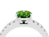 White gold Oval Cut Solitaire Diamond with Pavé Band and Four-Prong Setting_4