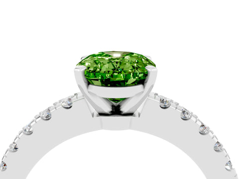 White gold Oval Cut Solitaire Diamond with Pavé Band and Four-Prong Setting_4